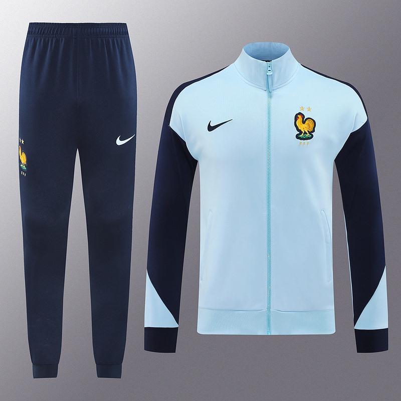 2024 France Sky blue Jacket Training Suit Set Football Team Shirt Sports Fashion