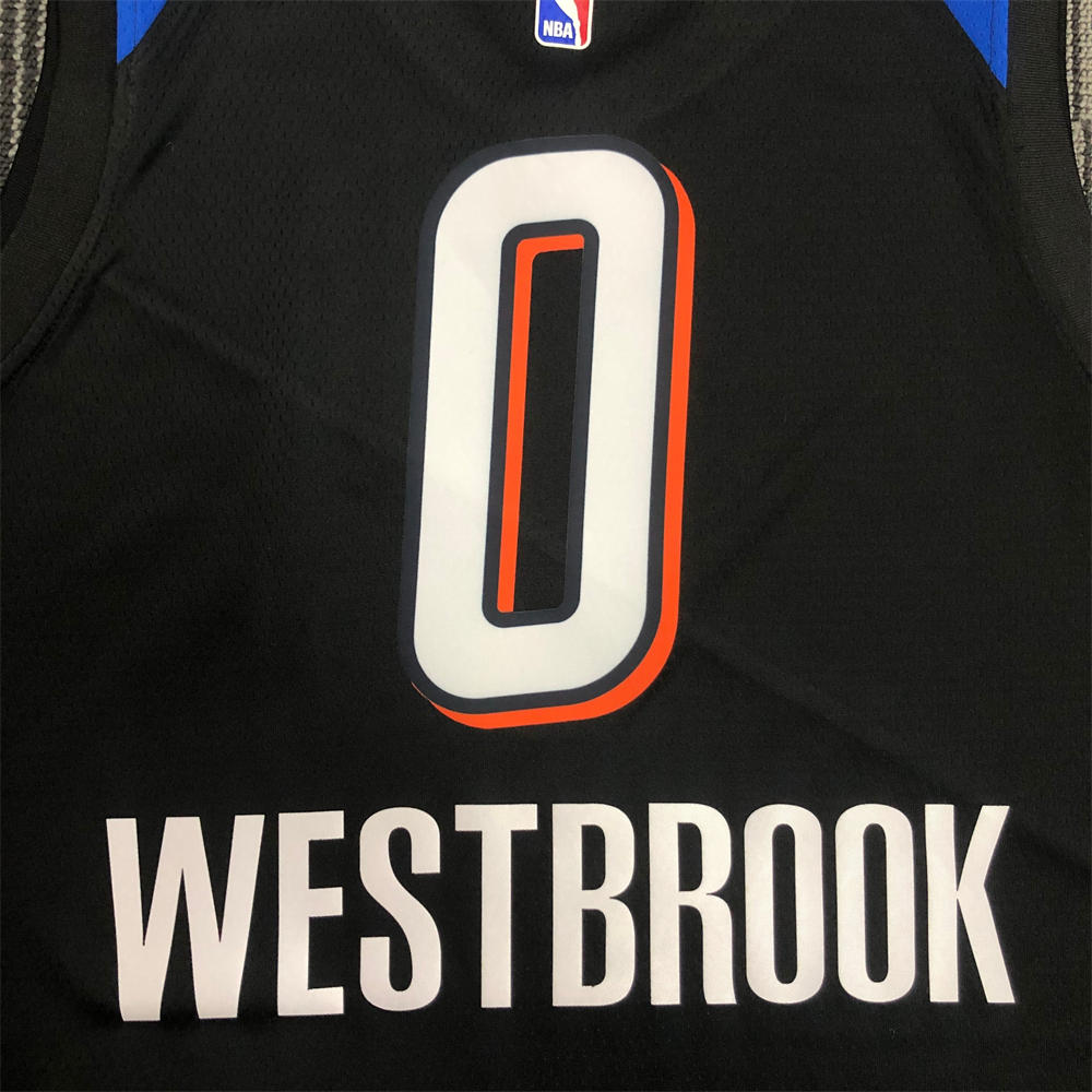 NBA Oklahoma City Thunder V-Neck Black Jersey WESTBROOK#0 S-XXL