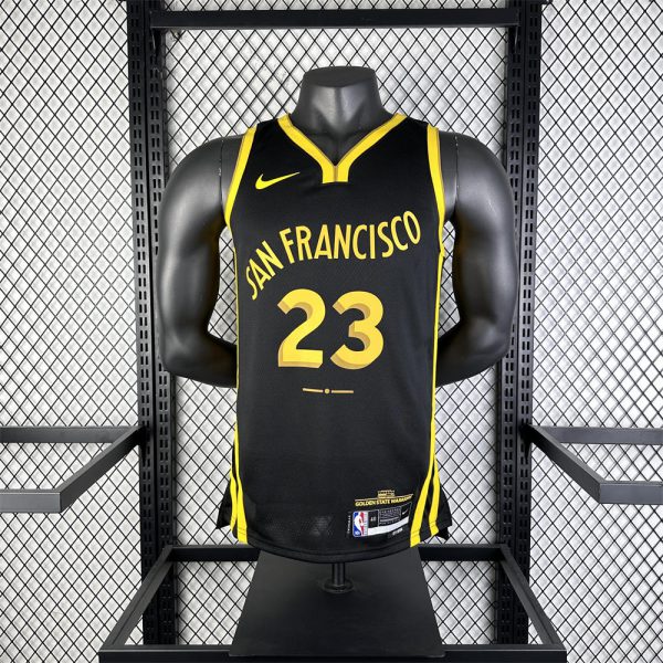 NBA Golden State Warriors 2024 V-Neck City Edition Black Jersey GREEN#23 S-XXL