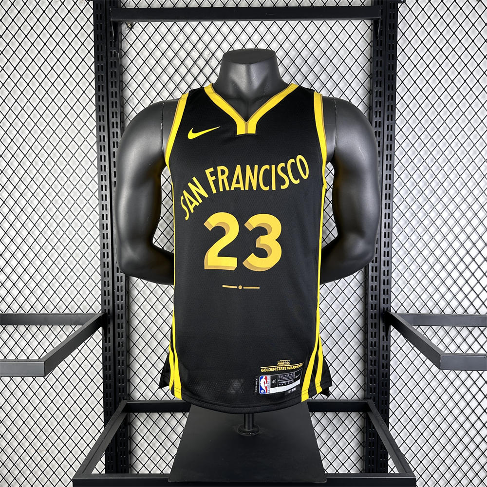 NBA Golden State Warriors 2024 V-Neck City Edition Black Jersey GREEN#23 S-XXL