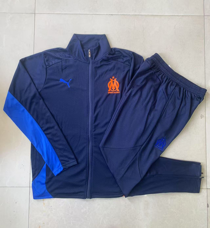 2024/25 Marseilles Royal blue Jacket Training Suit Set Football Team Shirt Sports Fashion