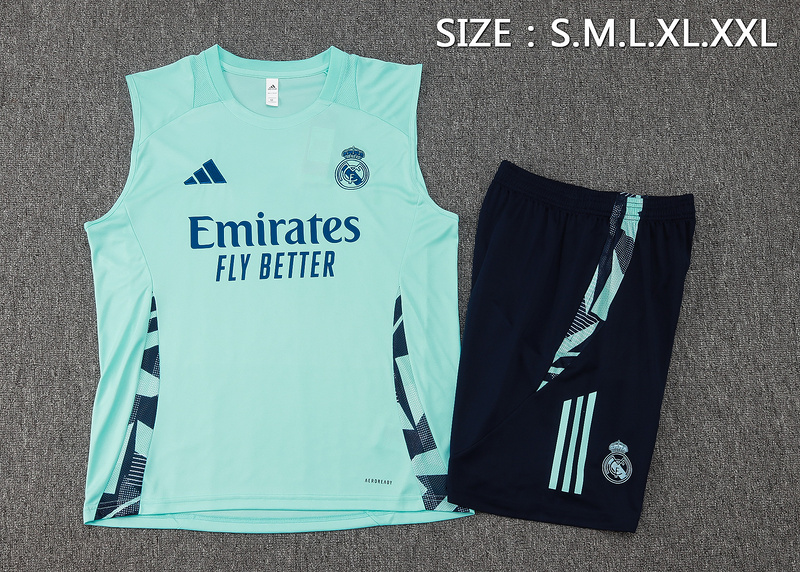 24/25 Real Madrid Light green Training Set Shirt and Shorts