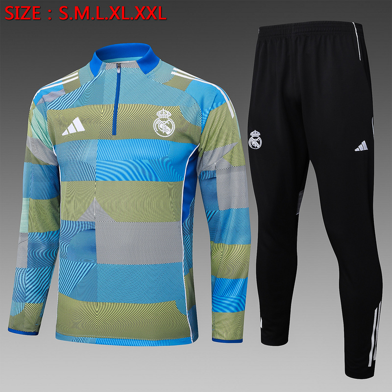 202526 Real Madrid Light green Long-sleeved half-pull training kit Football team kit