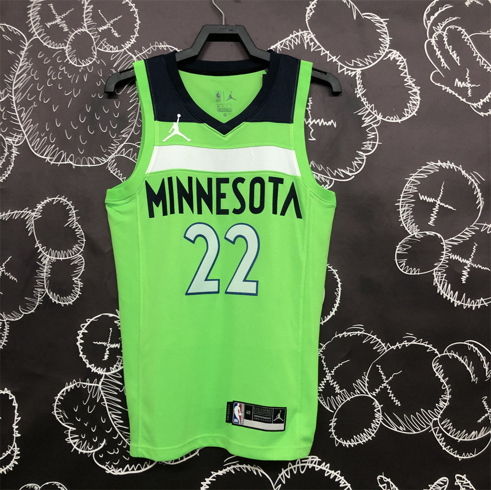 NBA Minnesota Timberwolves V-Neck Green WIGGINS#22 Jersey S-XXL