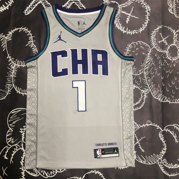 NBA Charlotte Hornets V-Neck Grey Jersey S-XXL