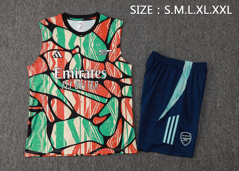 24/25 Arsenal Red Green Training Set Shirt and Shorts