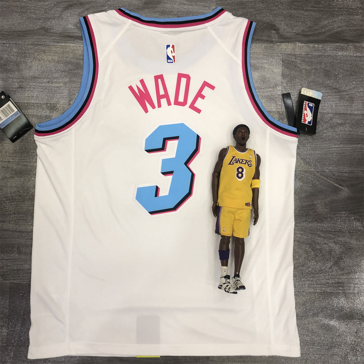 NBA Miami Hearts round neck Whitw Jersey Wade#3 S-XXL