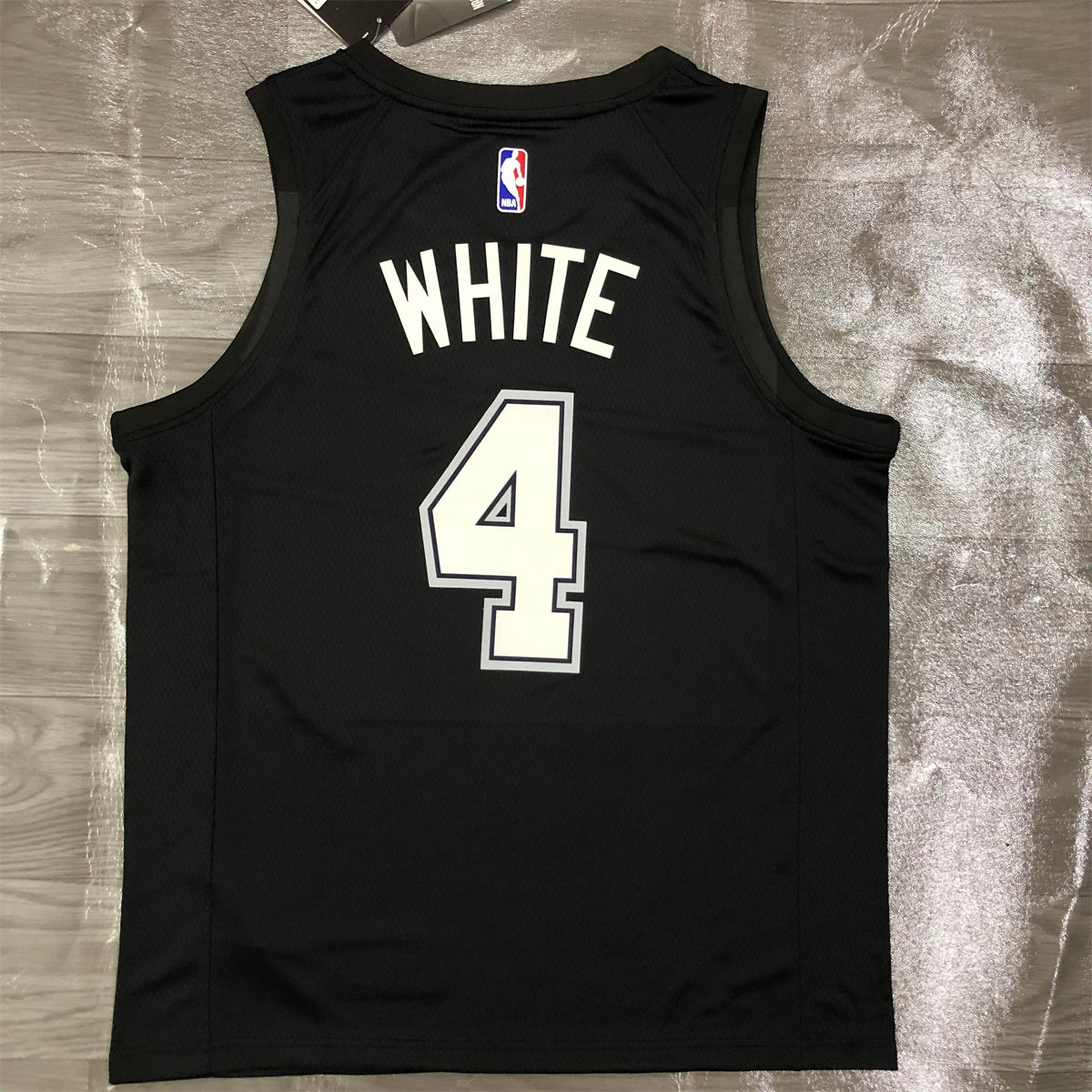 NBA San Antonio Spurs V-Neck Black jersey WHITE#4 S-XXL
