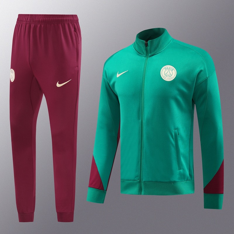 2024 PSG Green Jacket Training Suit Set Football Team Shirt Sports Fashion