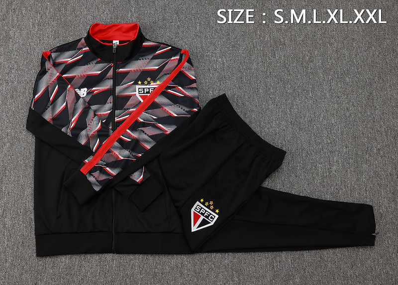 2024/25 Sao Paulo Black Jacket Training Suit Set Football Team Shirt Sports Fashion