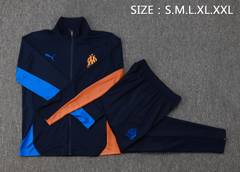2024/25 Marseilles Royal blue Jacket Training Suit Set Football Team Shirt Sports Fashion