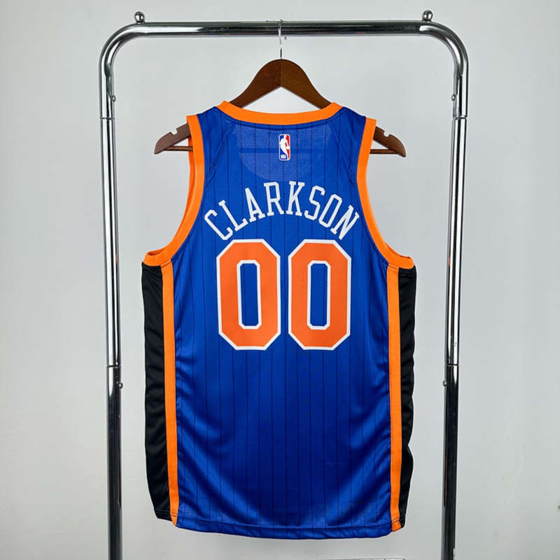 NBA New York Knicks 2024 Round Neck Blue jersey CLARKSON#00 S-XXL