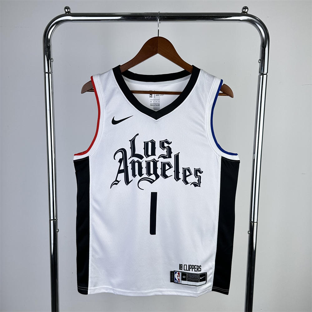 NBA Los Angeles Clippers V-Neck White Jersey HARDEN#1 S-XXL