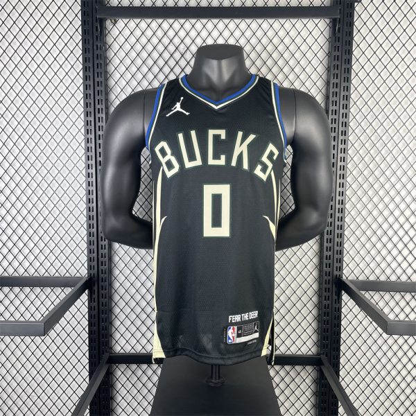 NBA Milwaukee Bucks V-Neck JORDAN Edition Black jersey LILLARD#0 S-XXL