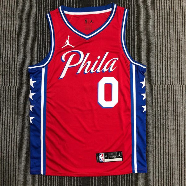 NBA Philadelphia 76ers V-Neck Red Jersey MAXEY#0 S-XXL