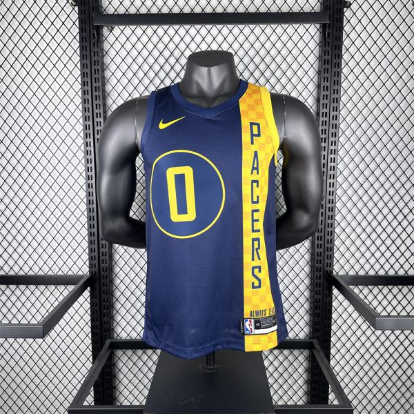 NBA Indiana Pacers 2024 City Edition V-Neck City Edition Black Jersey HALIBURTON#0 S-XXL