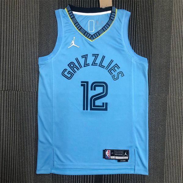 NBA Memphis Grizzies Round Neck Blue 75th AnniversaryJersey MORANT #15 S-XXL