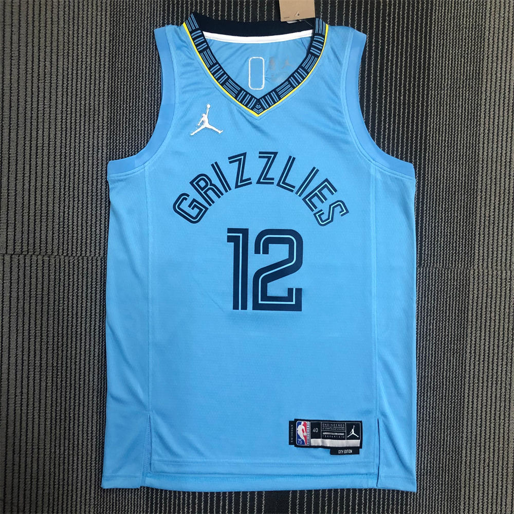 NBA Memphis Grizzies Round Neck Blue 75th AnniversaryJersey MORANT #15 S-XXL
