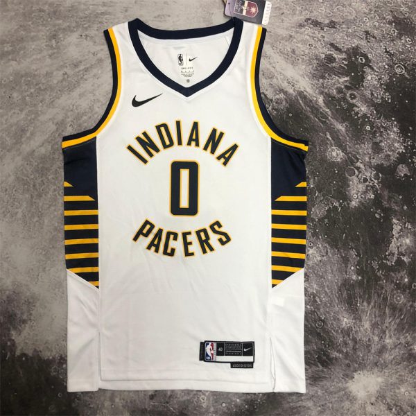 NBA Indiana Pacers V-Neck White Jersey HALIBURTON#0 S-XXL