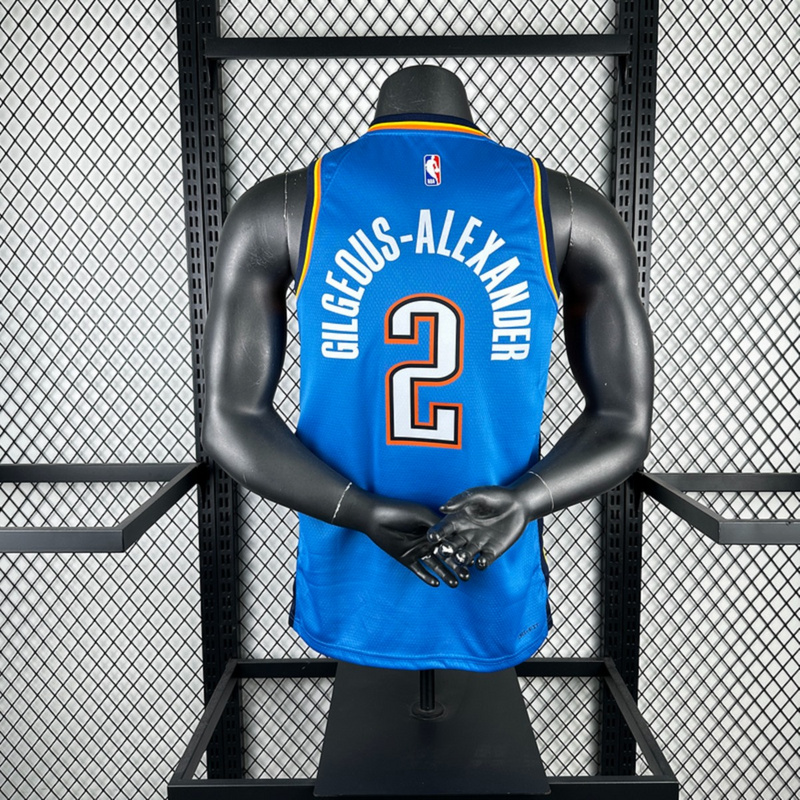 NBA Oklahoma City Thunder V-Neck Blue Jersey GILGEOUS-ALEXANDER#2 S-XXL