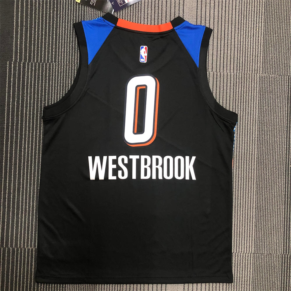 NBA Oklahoma City Thunder V-Neck Black Jersey WESTBROOK#0 S-XXL