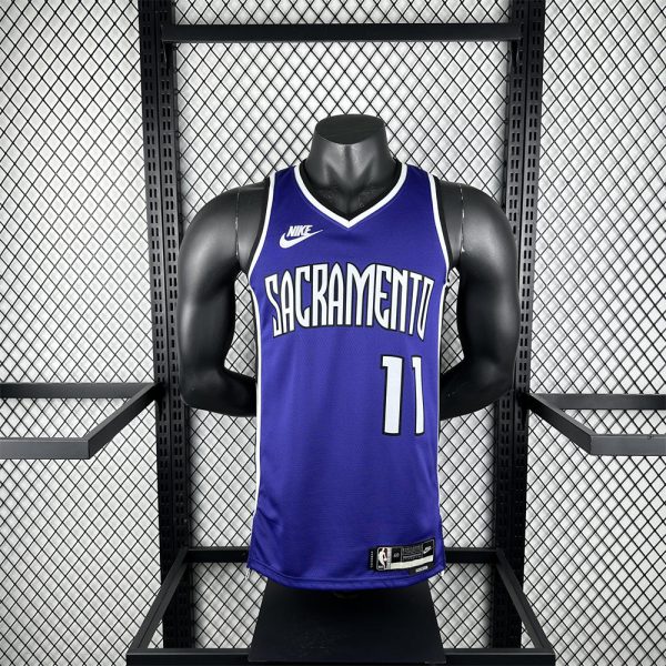 NBA Scaramento Kings 24/25 V-Neck Retro Blue jersey SABONIS#11 S-XXL