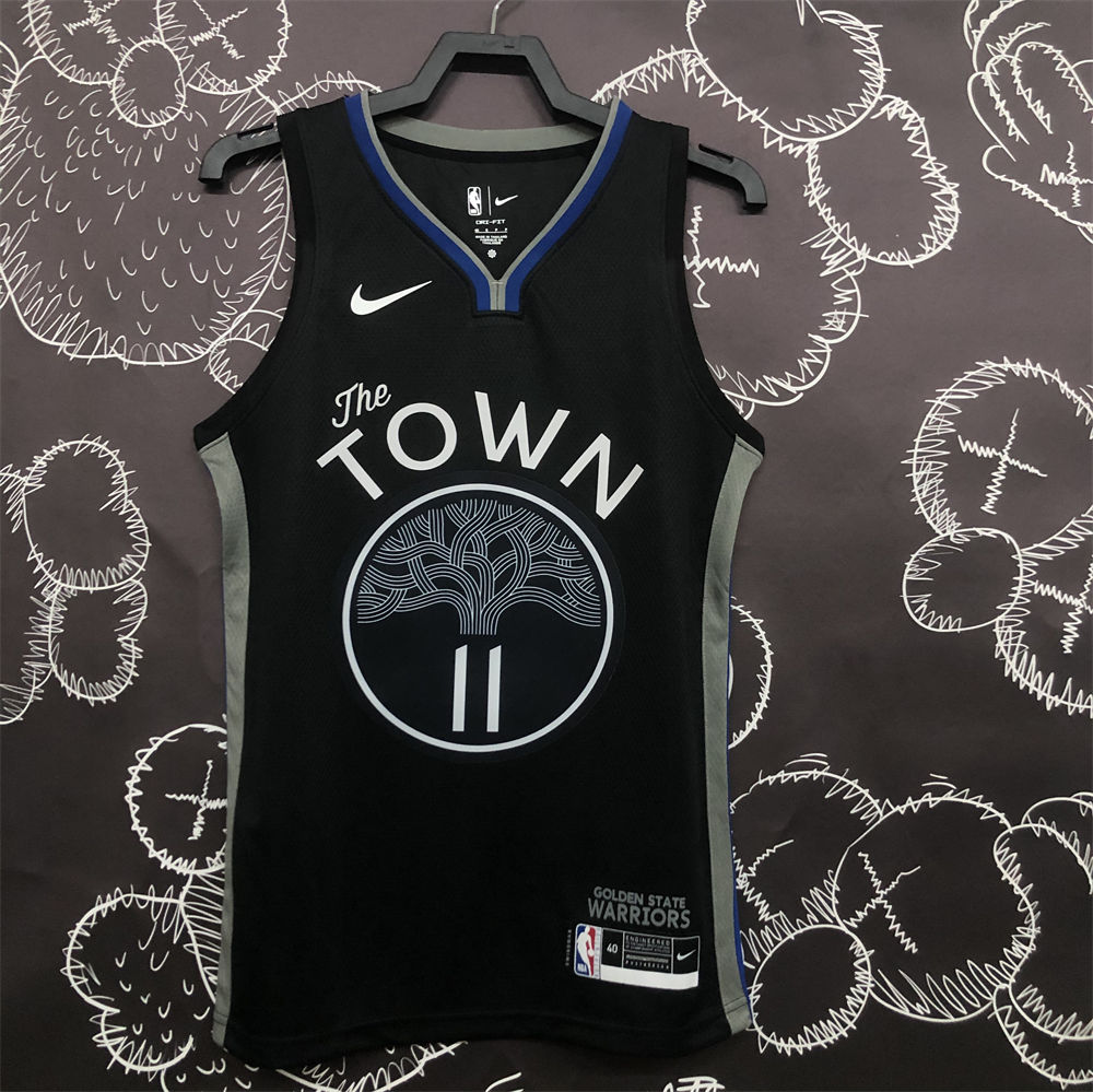 NBA Golden State Warriors V-Neck Black Jersey THOMPSON#11 S-XXL