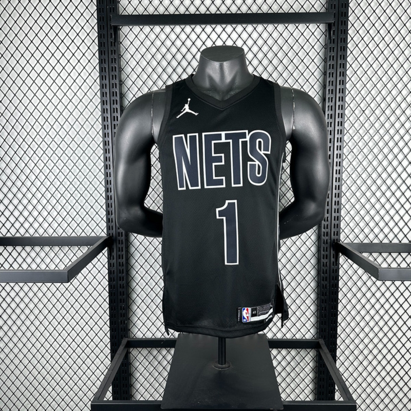 NBA Brooklyn Nets V-Neck Black Jersey RUSSELL#1 S-XXL