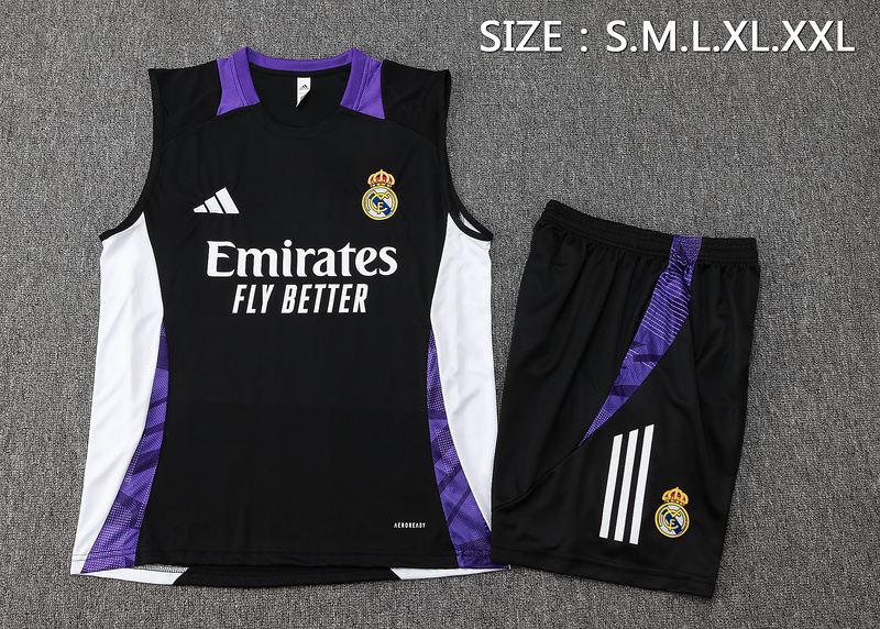 24/25 Real Madrid Black Training Set Shirt and Shorts