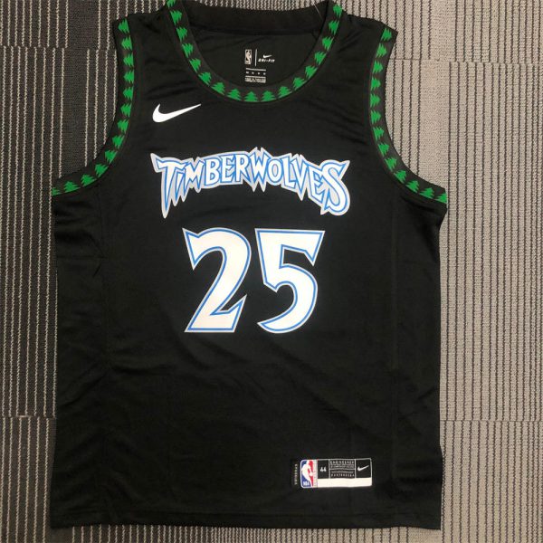 NBA Minnesota Timberwolves Round Neck Black Jersey ROSE#25 S-XXL
