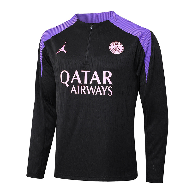 24/25 Paris Black Long-sleeved half-pull training kit Football team kit