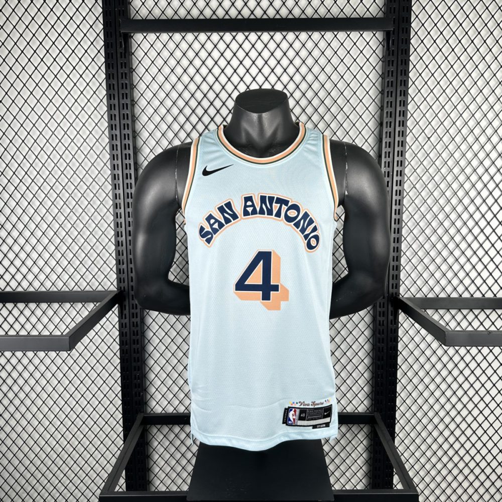 NBA San Antonio Spurs 24/25 V-Neck White jersey FOX#4 S-XXL