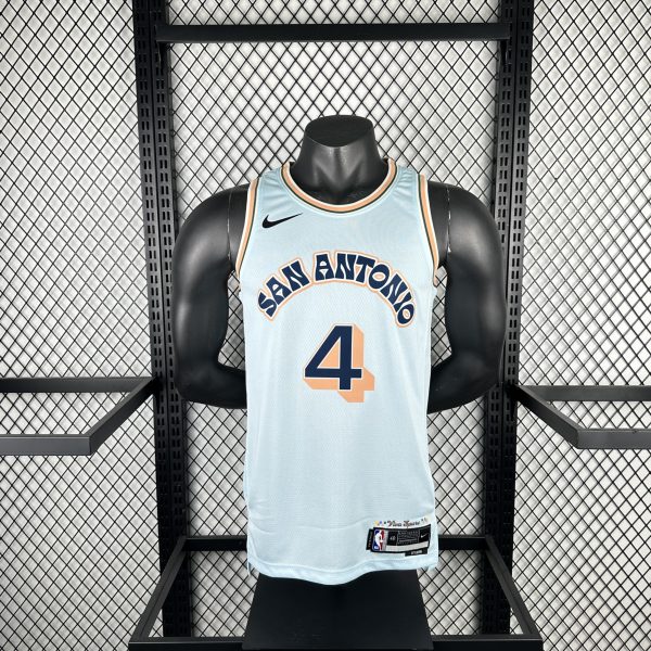 NBA San Antonio Spurs 24/25 V-Neck White jersey FOX#4 S-XXL