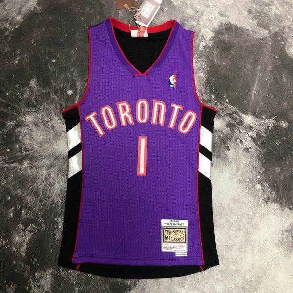 NBA Toronto Raptors V-Neck Purple jersey McGRADY#1 S-XXL