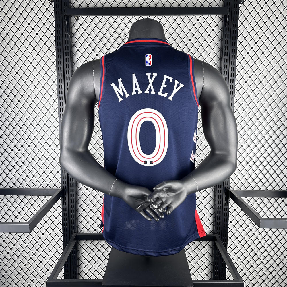 NBA Philadelphia 76ers 2024 Round Neck City Edition Black Jersey MAXEY#0 S-XXL