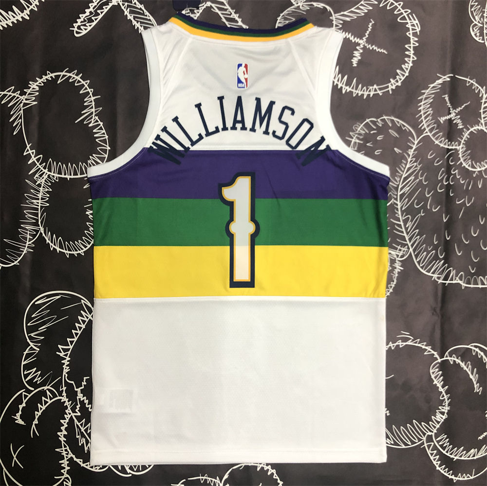 NBA New Orleans Pelicans V-Neck White jersey WILLIAMSON#1 S-XXL