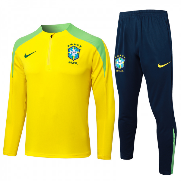 24/25 Brazil Yellow Long-sleeved half-pull training kit Football team kit