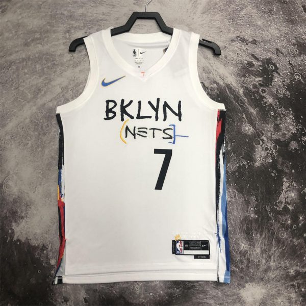 NBA Brooklyn Nets V-Neck White Jersey DURANT#7 S-XXL