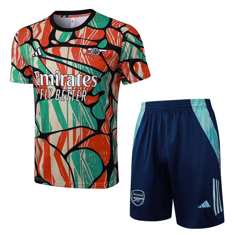 24/25 Arsenal Red Green Training Set Shirt and Shorts