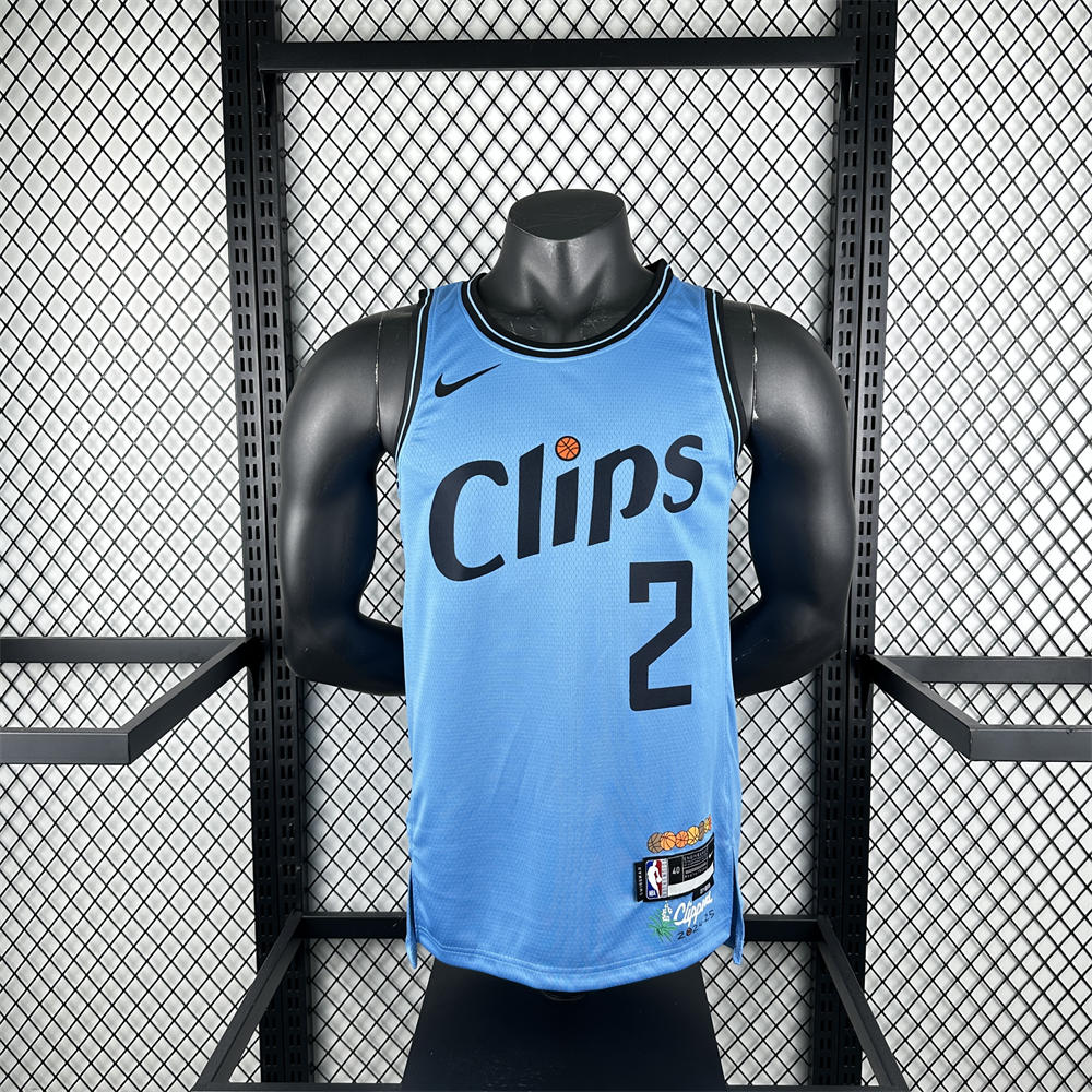 NBA Los Angeles Clippers 24/25 City Edition Round Neck Blue Jersey LEONARD#2 S-XXL