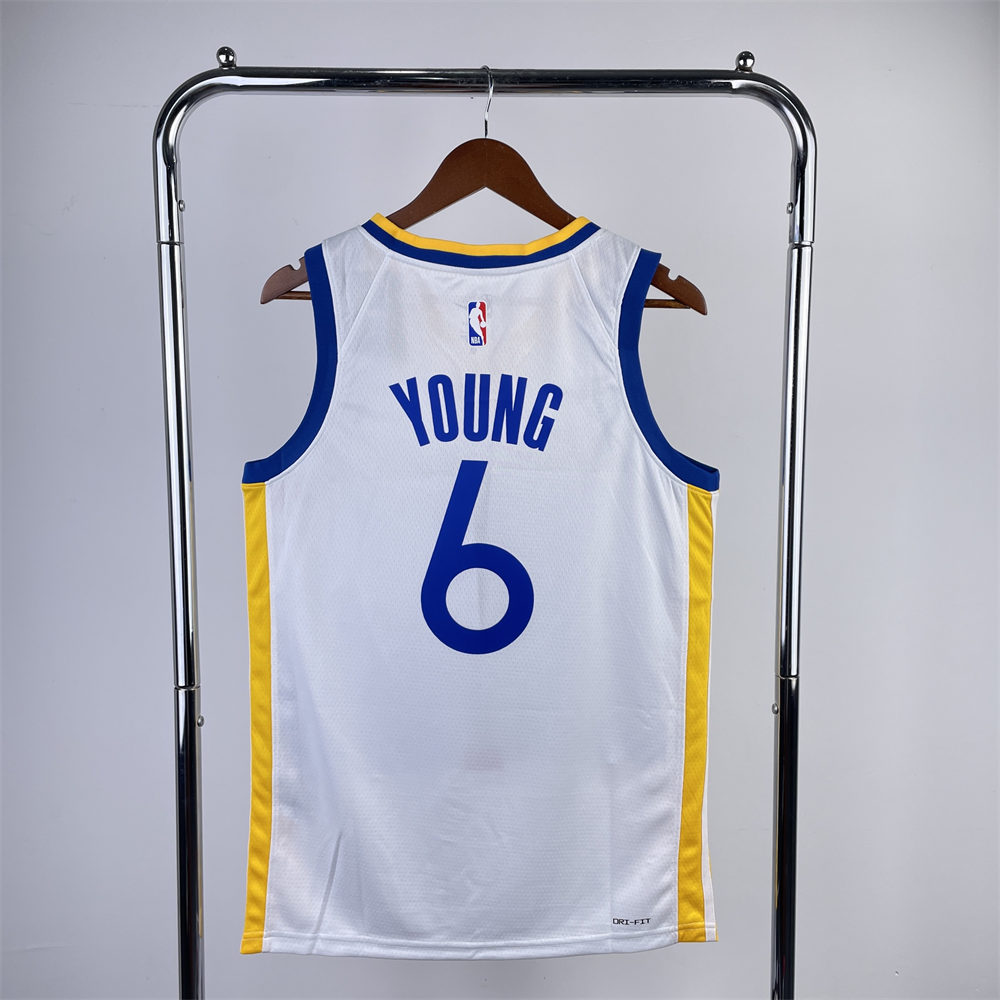 NBA Golden State Warriors 2023 V-Neck White Jersey YOUNG#6 S-XXL