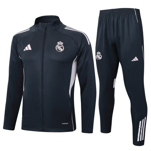 2025/26 Real Madrid dark gray Jacket Training Suit Set Football Team Shirt Sports Fashion