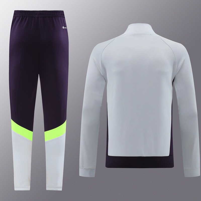 2024 Bayern Munich Grey Purple Jacket Training Suit Set Football Team Shirt Sports Fashion