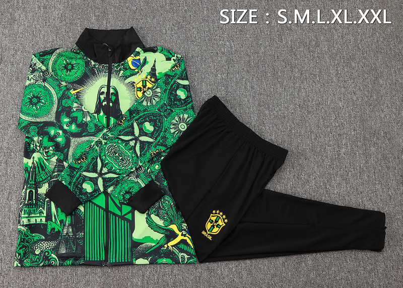 2024/25 Brazil Green Jacket Training Suit Set Football Team Shirt Sports Fashion