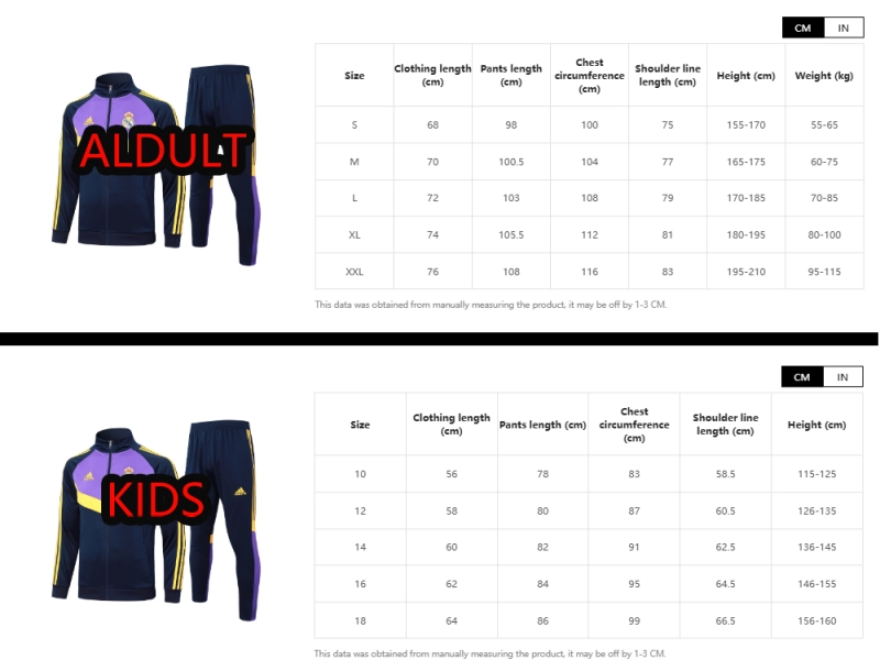 202526 Real Madrid white Long-sleeved half-pull training kit Football team kit