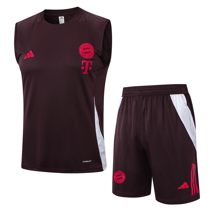 24/25 Bayern Munich Red-brown Training Set Shirt and Shorts