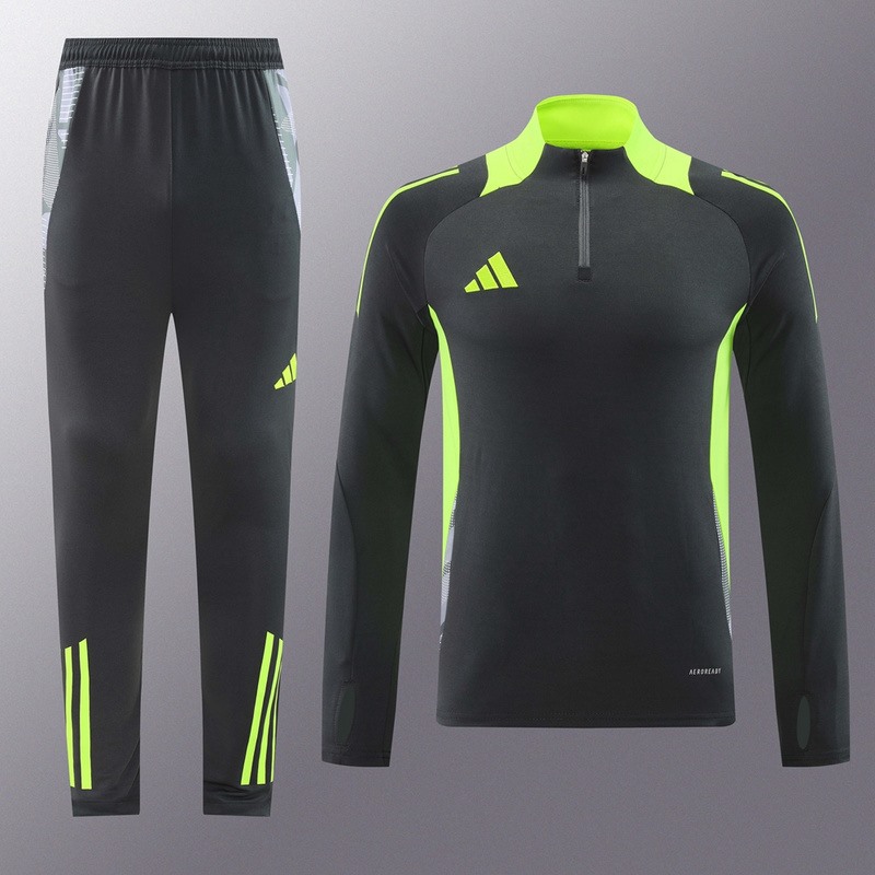 2024 Adidas dark grey Long-sleeved half-pull training kit Football team kit