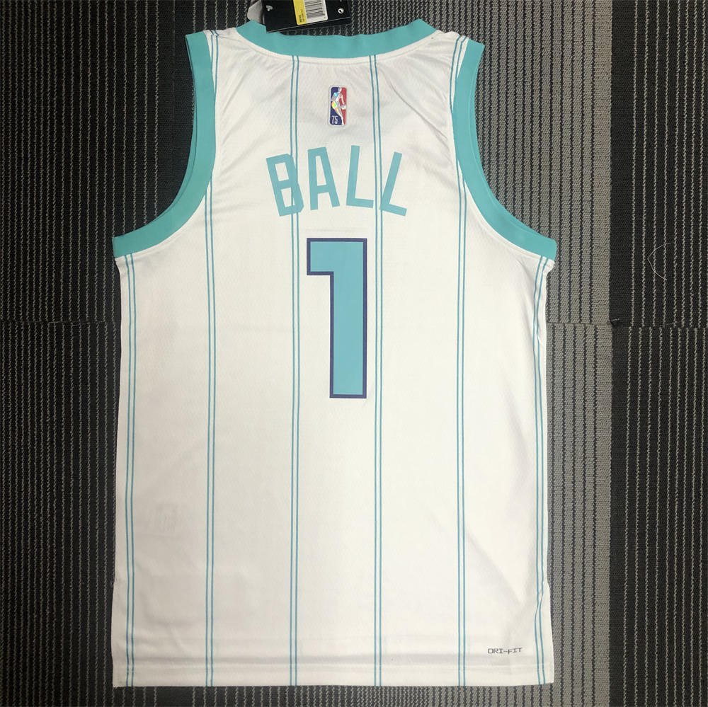 NBA Charlotte Hornets V-Neck 75th Anniversary Jersey BALL#1 S-XXL