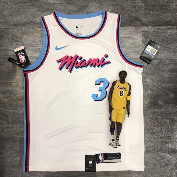 NBA Miami Hearts round neck Whitw Jersey Wade#3 S-XXL