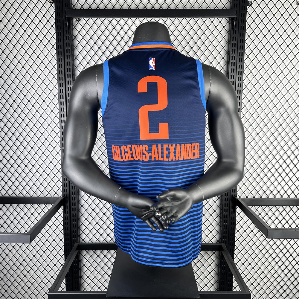 NBA Oklahoma City Thunder V-Neck Deep Blue Jersey GILGEOUS-ALEXANDER#2 S-XXL